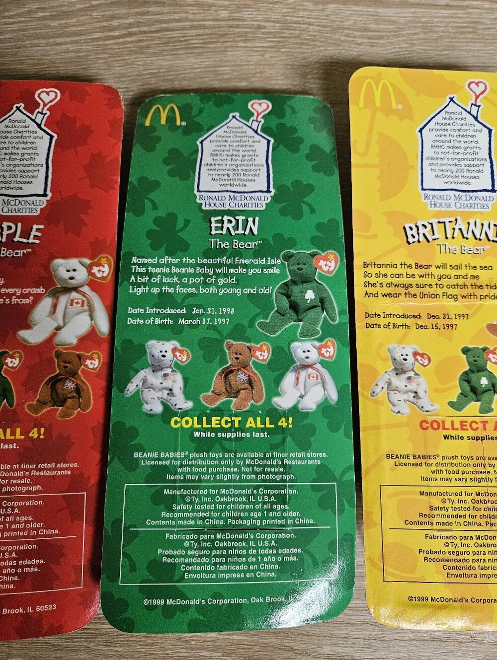 NWT TY Teenie Beanie Baby McDonald's (1999 International Collection)